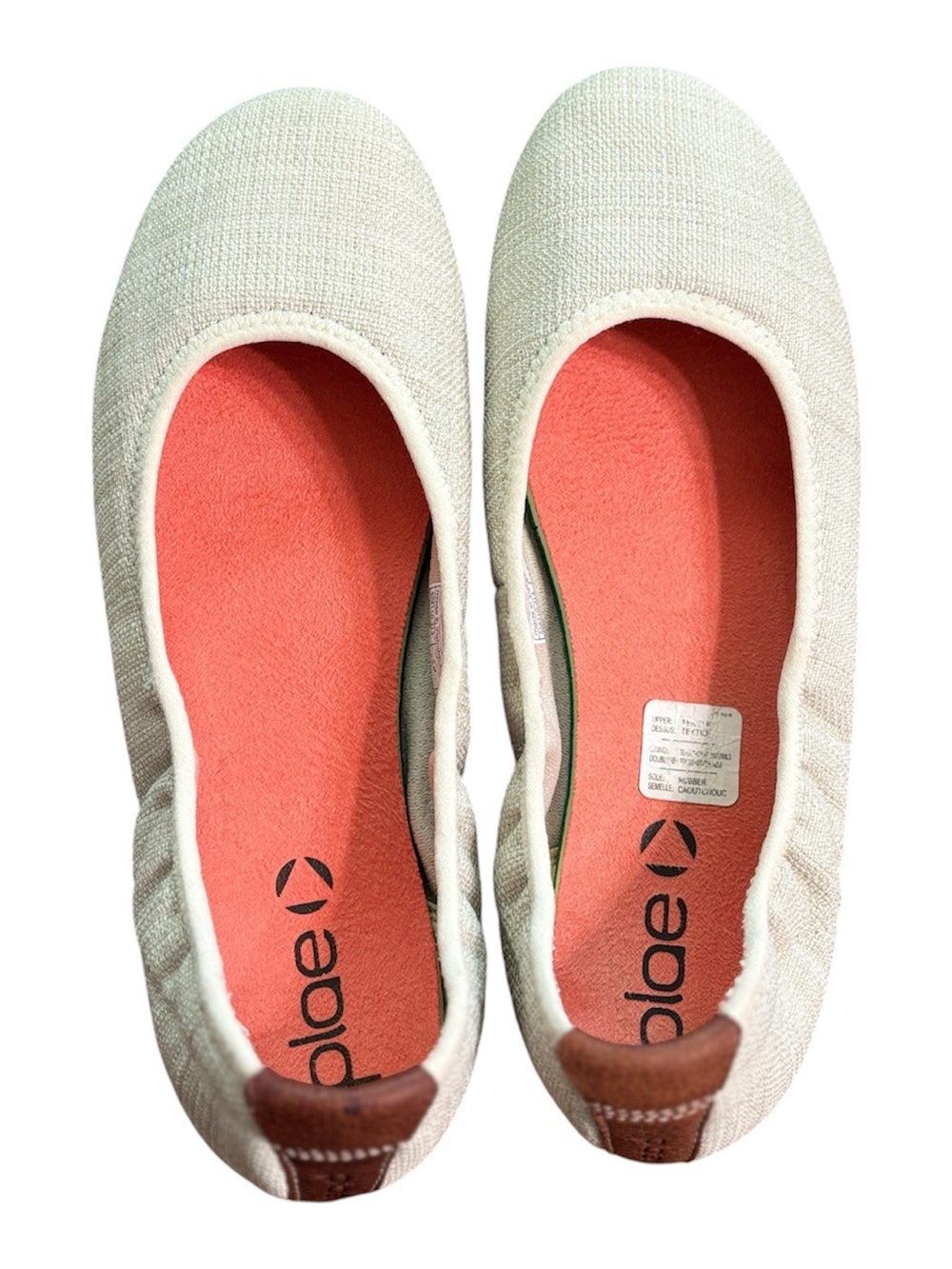 PLAE  Women’s Crosby Cream Dusty Linen Slip-On Ballet Flats Size 8
